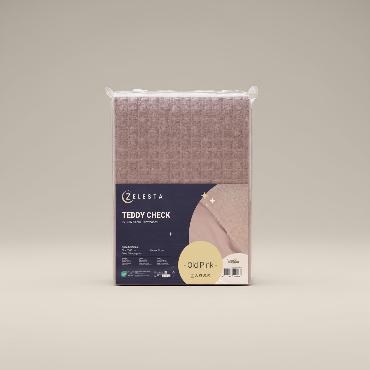 Zelesta Special Teddy Check Kussensloop Set van 2 - Oudroze