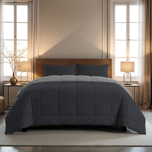 Zelesta Comfort Duo Dekbed - Zacht Zwart & Zilvergrijs