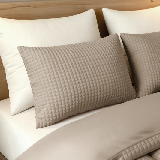 Zelesta Special Teddy Check Kussensloop Set van 2 - Taupe