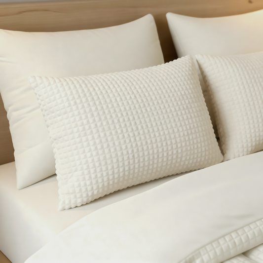 Zelesta Special Teddy Check Kussensloop Set van 2 - Crème