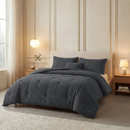Zelesta Deluxe katoenen mousseline dekbed - antraciet