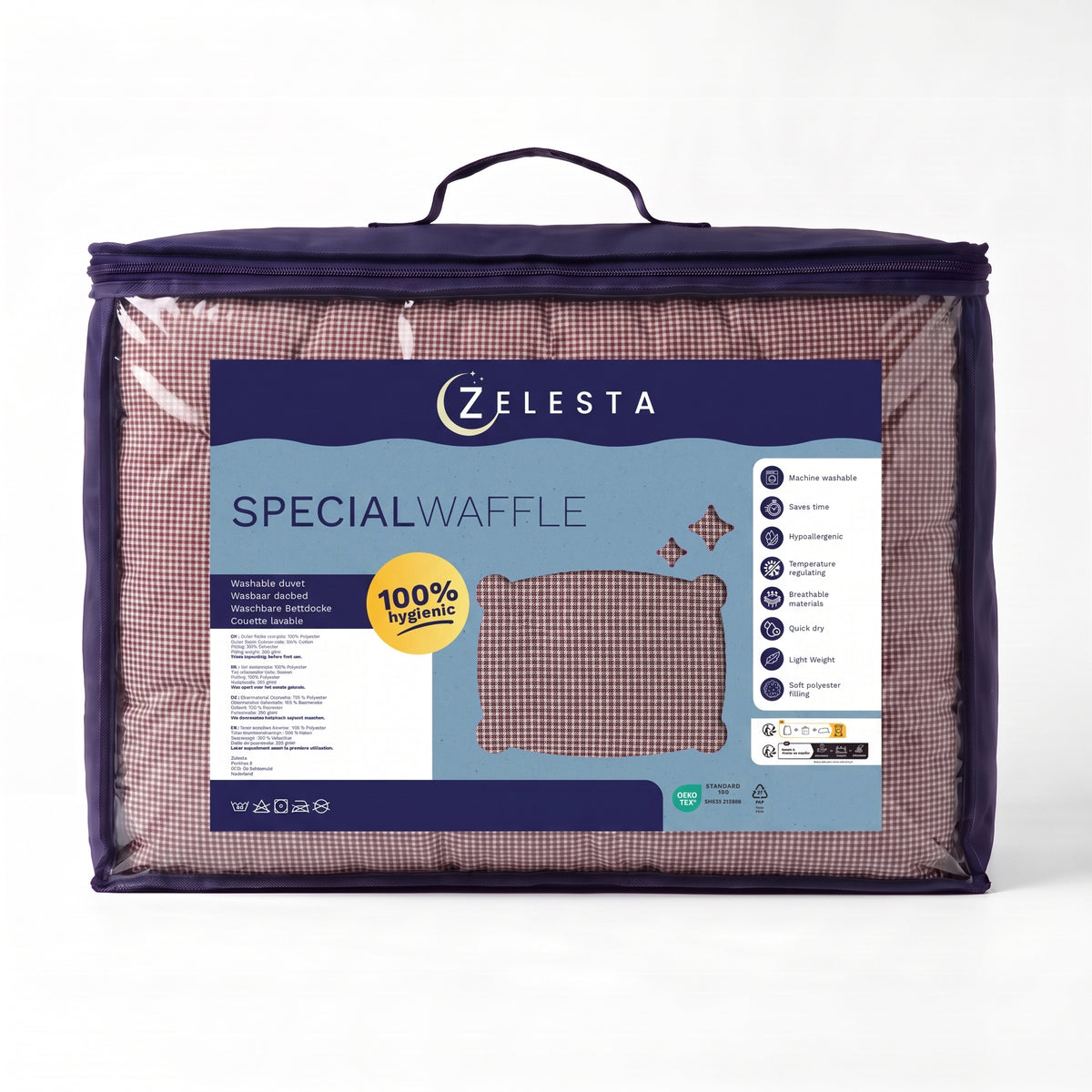 Zelesta Special Wafel Percal Dekbed - Bordeaux Mix