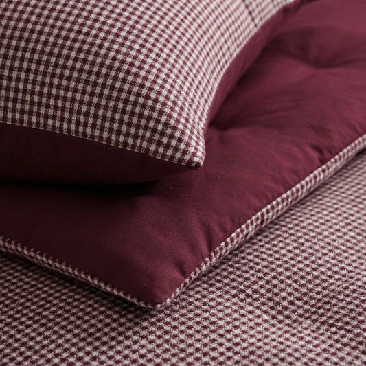 Zelesta Special Wafel Percal Kussensloop Set Van 2 - Bordeaux Mix