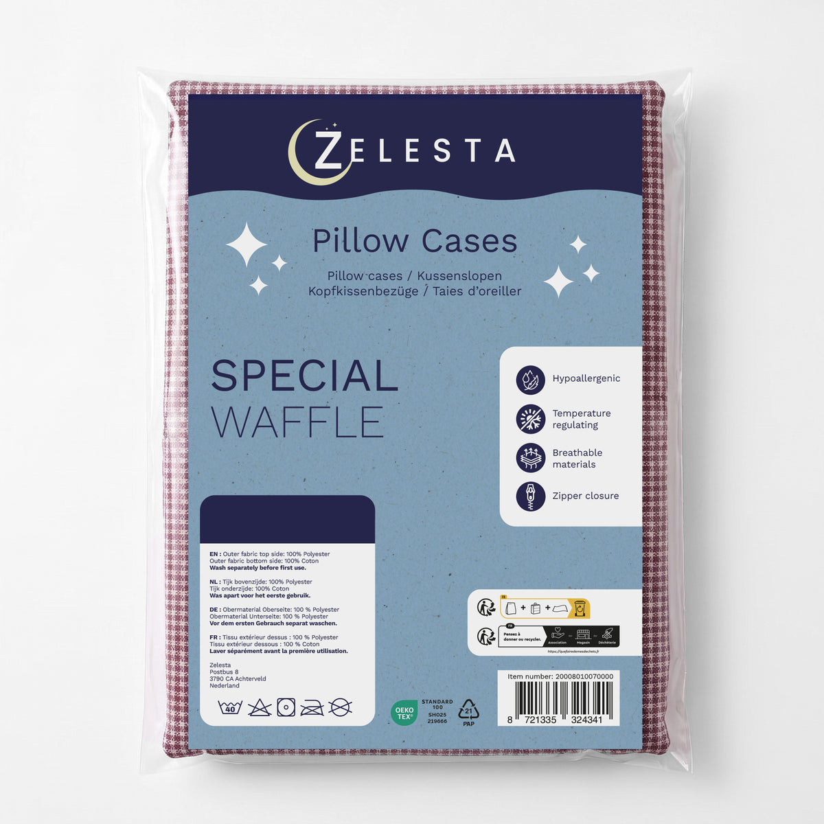 Zelesta Special Wafel Percal Kussensloop Set Van 2 - Bordeaux Mix