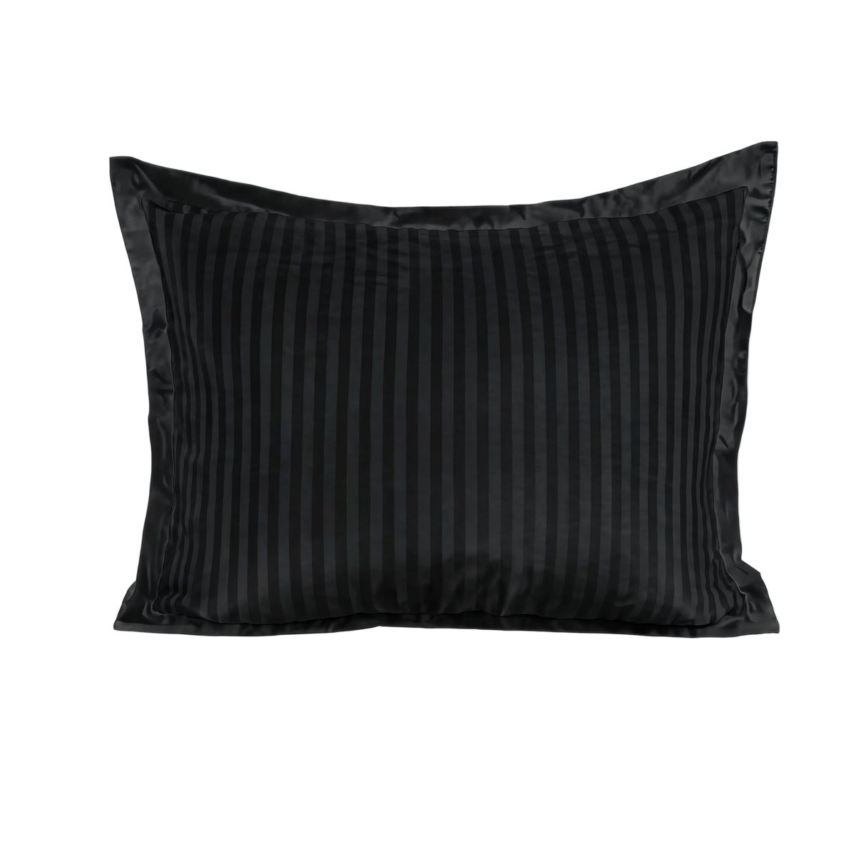 Zelesta Deluxe Hotel Stripe Satin Cotton Pillowcase Set Of 2 - Black