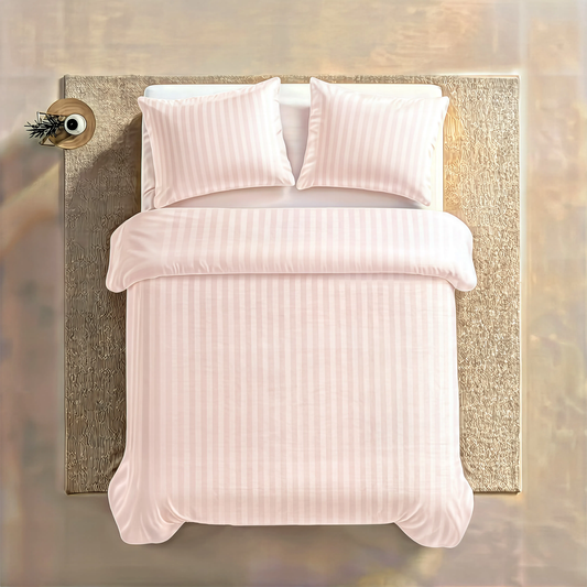 Zelesta Deluxe Hotel Stripe Satin Cotton Duvet - Pink