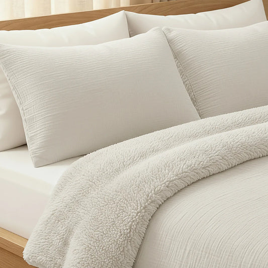 Zelesta Special Teddy Katoenen Mousseline Kussensloop Set Van 2 - Beige