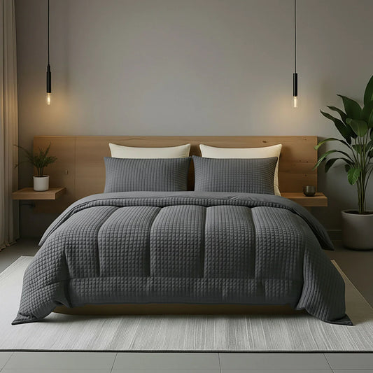 Zelesta Special Teddy Check Dekbed - Antraciet