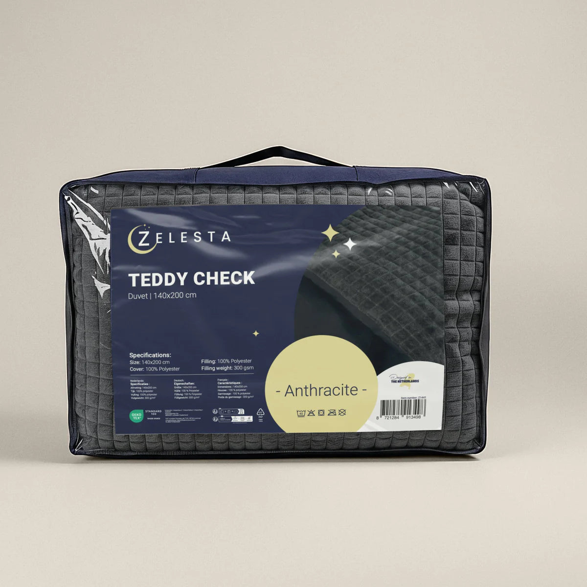 Zelesta Special Teddy Check Dekbed - Antraciet