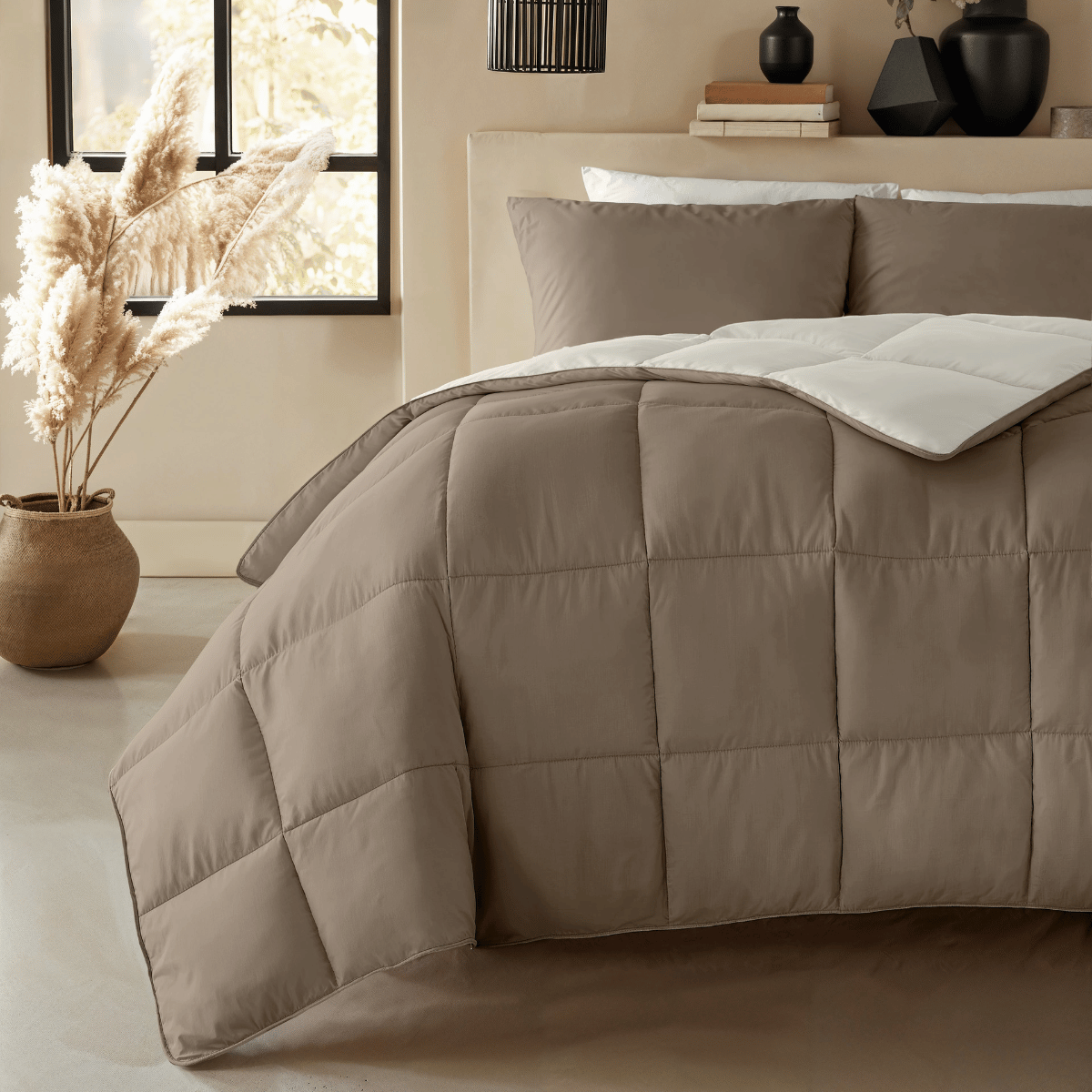 Zelesta Deluxe Duo Percale Katoenen Dekbed - Taupe & Crème