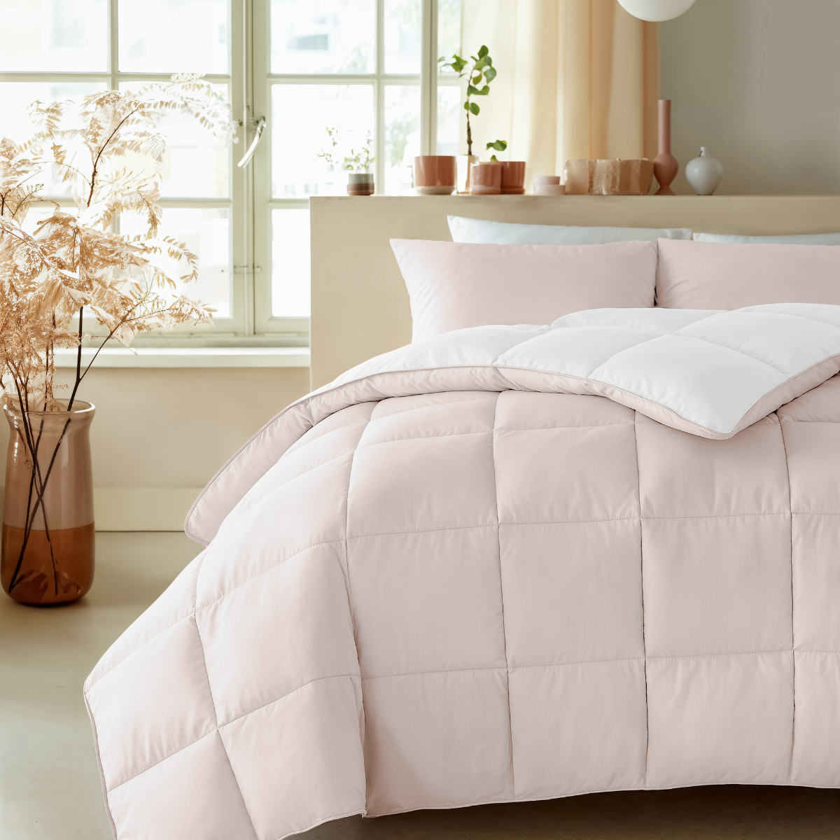 Zelesta Deluxe Duo Percale Katoenen Dekbed - Zijde & Crème