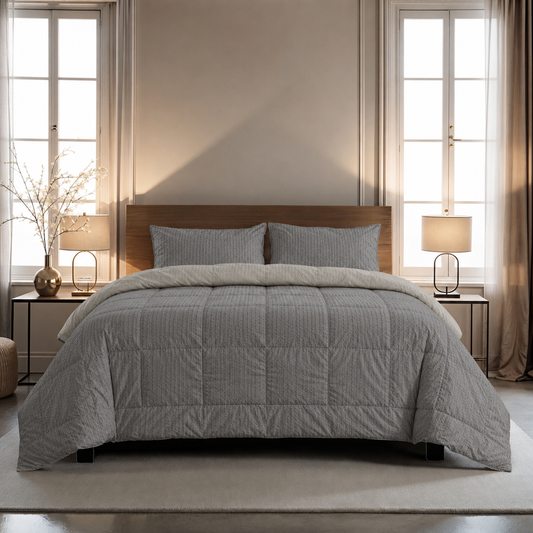 Zelesta Comfort Structure Seersucker Dekbed - Grijs & Lichtgrijs
