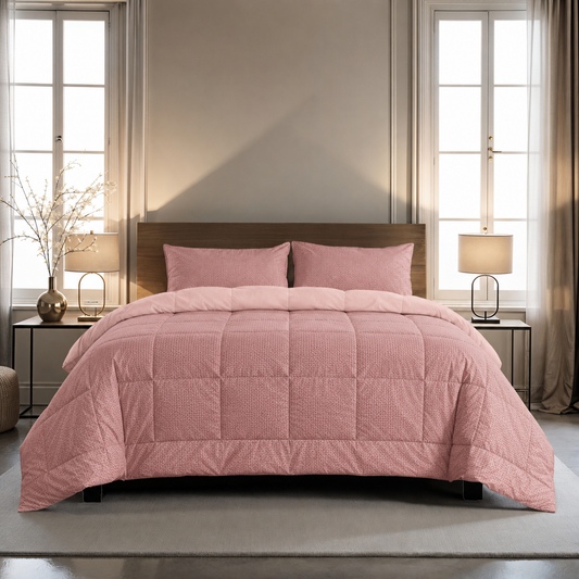 Zelesta Comfort Structure Seersucker Dekbed - Roze & Lichtroze