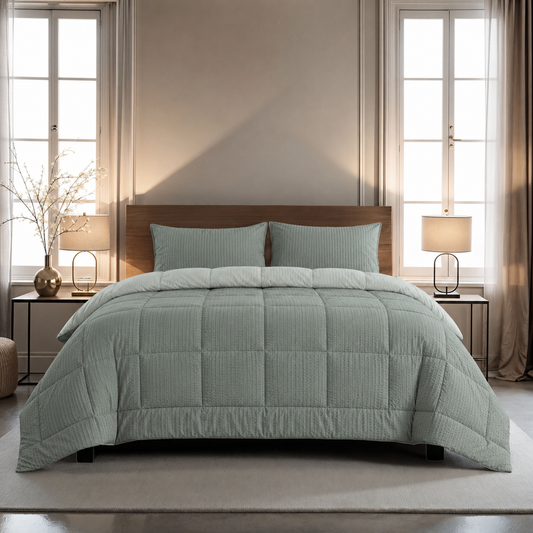 Zelesta Comfort Structure Seersucker Dekbed - Donkergroen & Groen