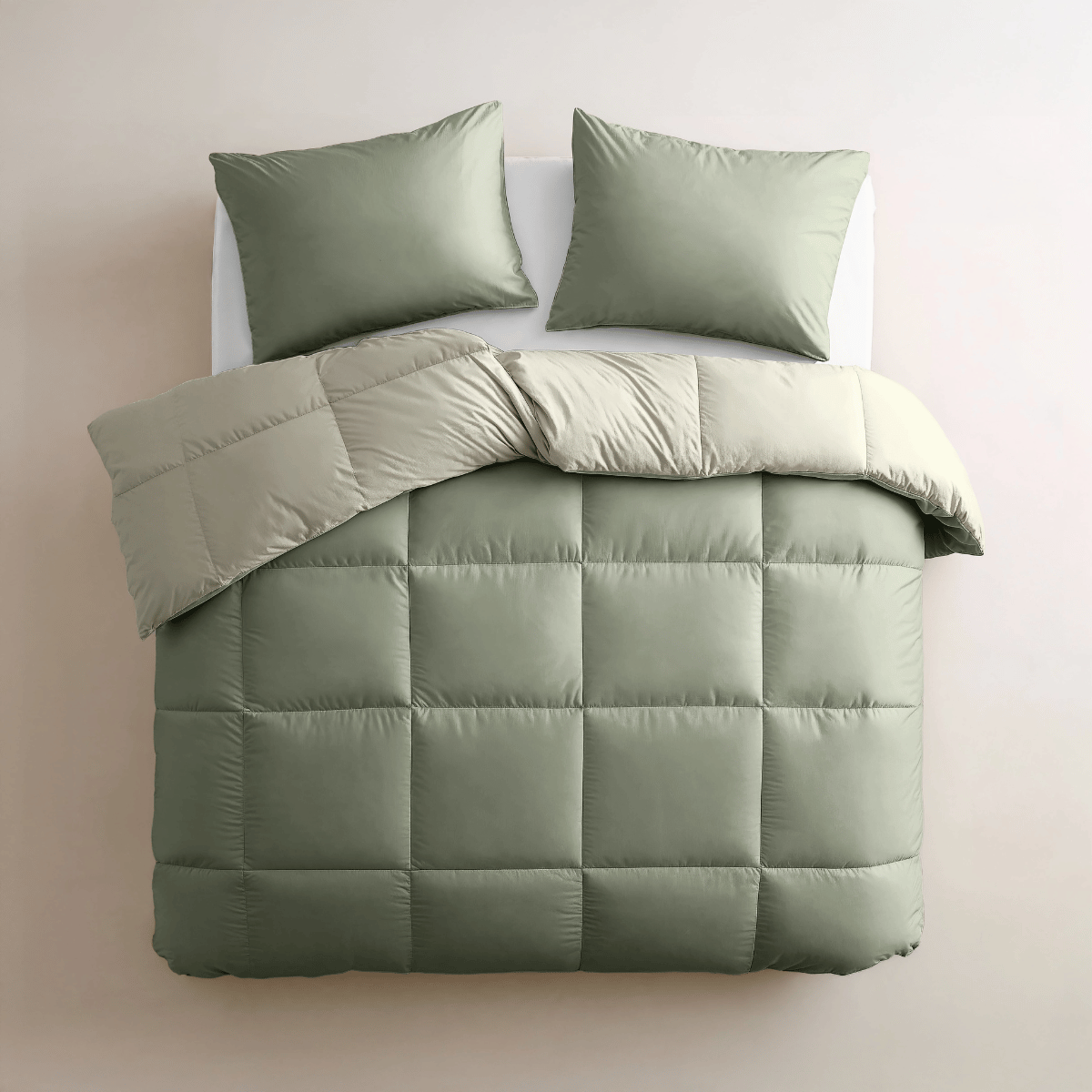 Zelesta Deluxe Duo Percale Katoenen Dekbed - Olijfgroen & Munt