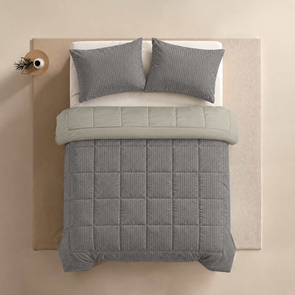 Zelesta Comfort Structure Seersucker Dekbed - Grijs & Lichtgrijs