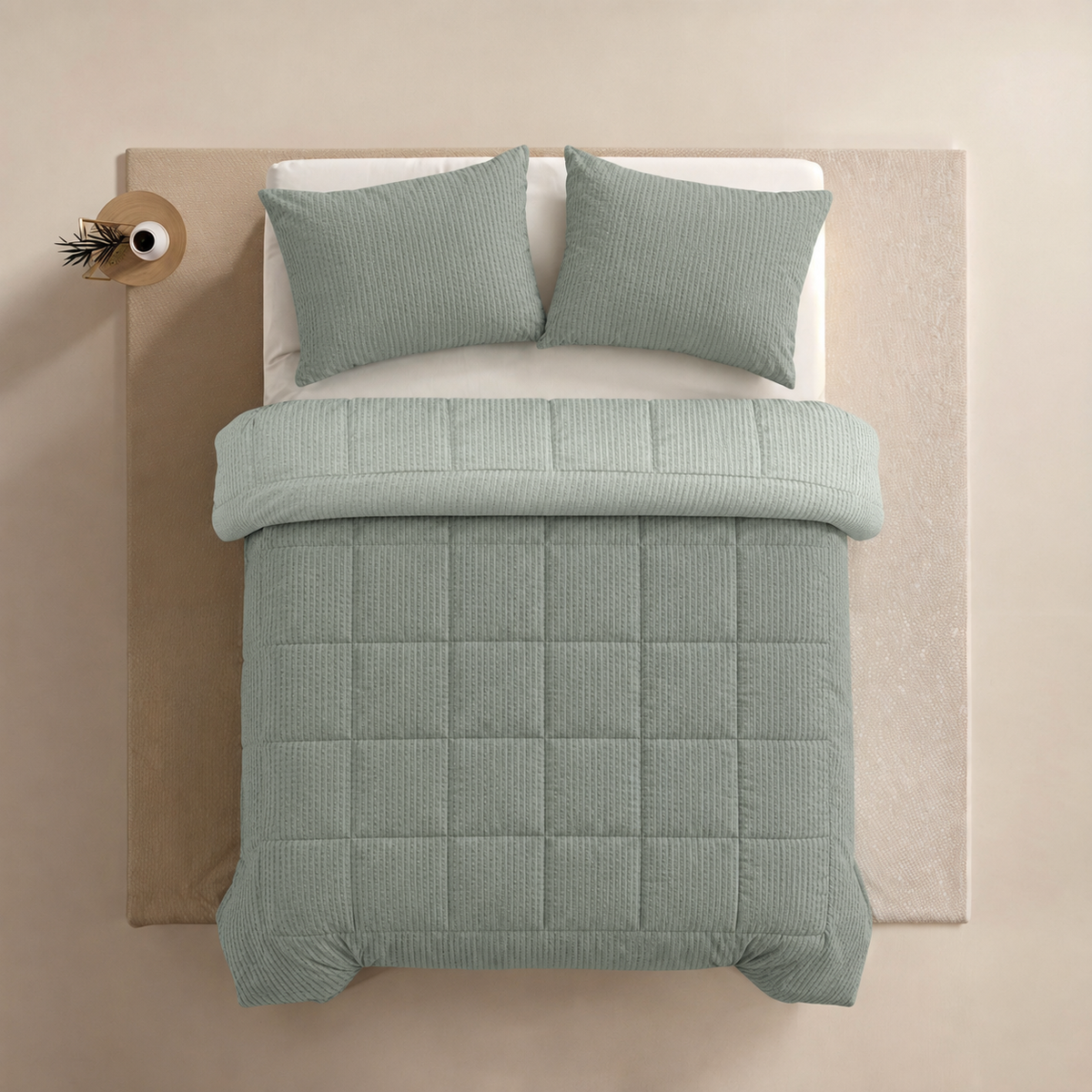Zelesta Comfort Structure Seersucker Dekbed - Donkergroen & Groen
