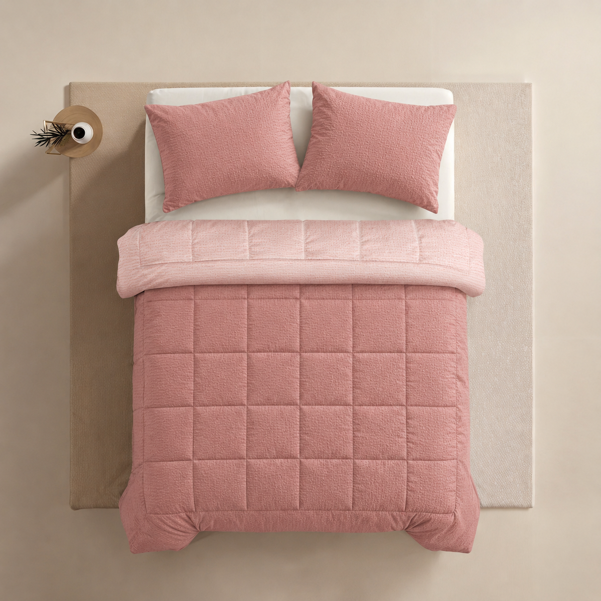 Zelesta Comfort Structure Seersucker Dekbed - Roze & Lichtroze