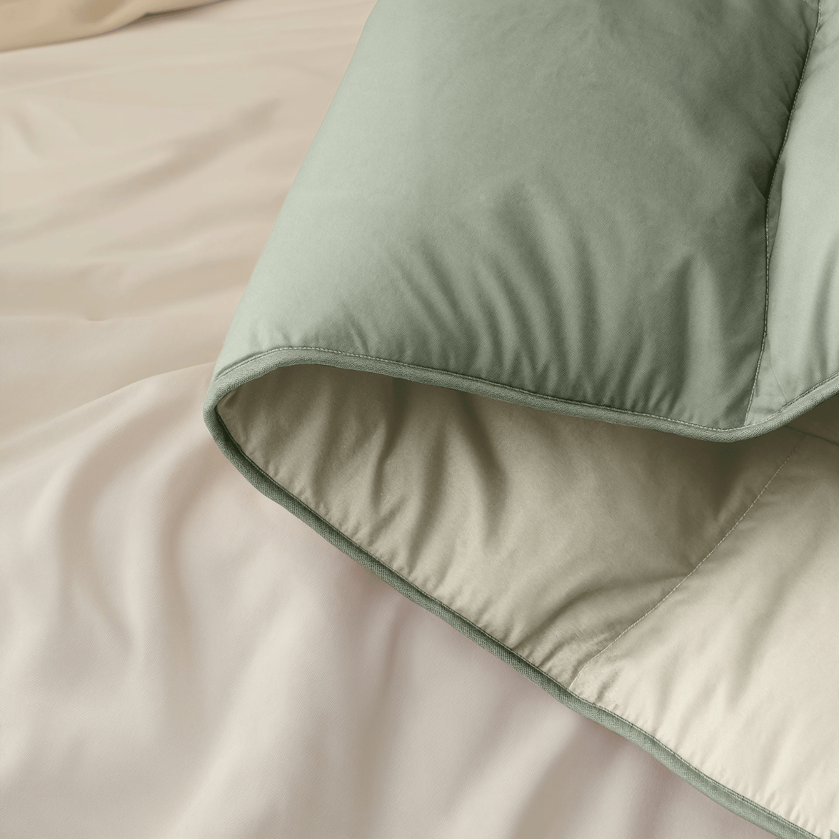 Zelesta Deluxe Duo Percale Katoenen Dekbed - Olijfgroen & Munt