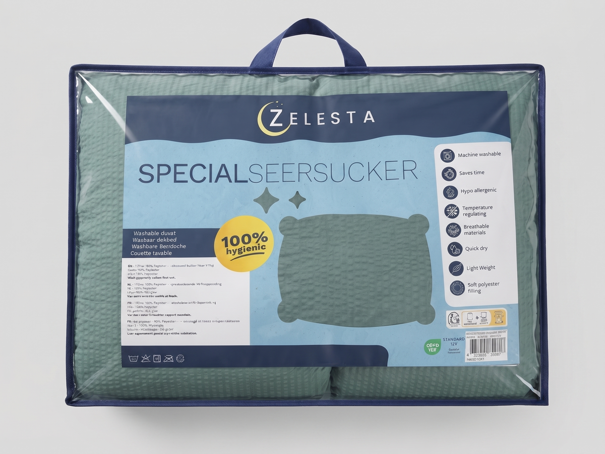 Zelesta Comfort Structure Seersucker Dekbed - Donkergroen & Groen