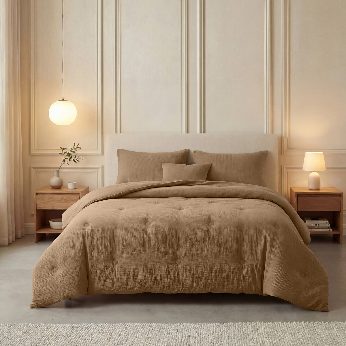 Zelesta Deluxe katoenen mousseline dekbed - bruin