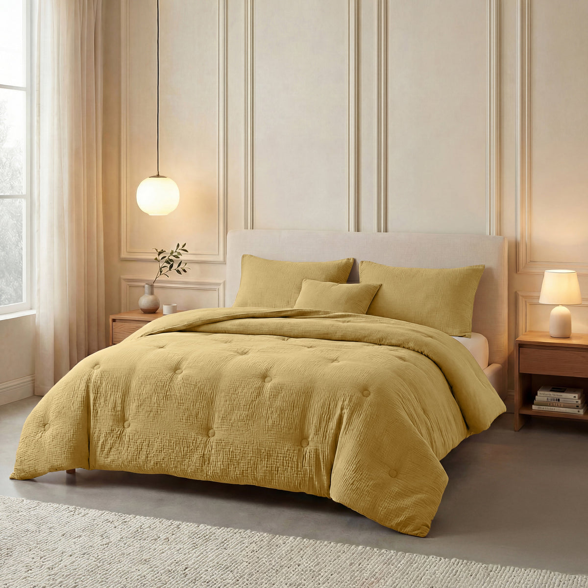 Zelesta Deluxe katoenen mousseline dekbed - oker
