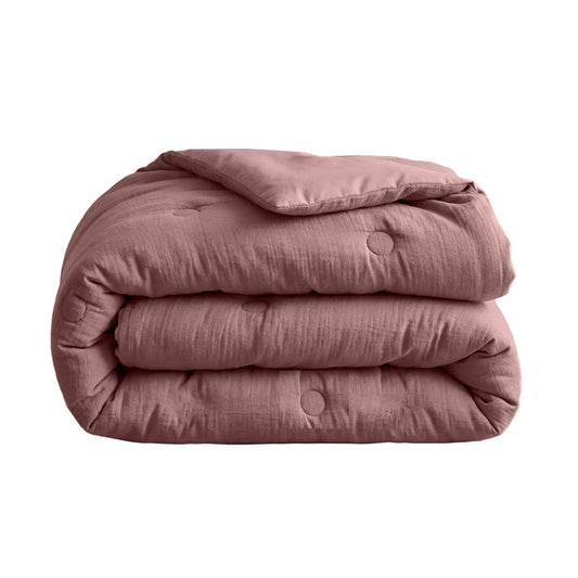 Zelesta Deluxe katoenen mousseline dekbed - stoffig roze
