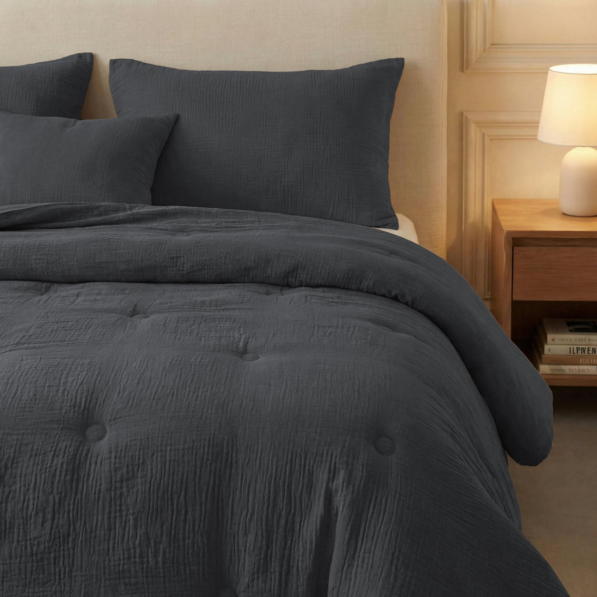 Zelesta Deluxe katoenen mousseline dekbed - antraciet