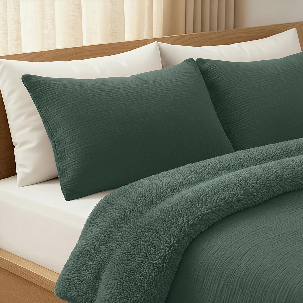 Zelesta Special Teddy Katoenen Mousseline Dekbed - Groen