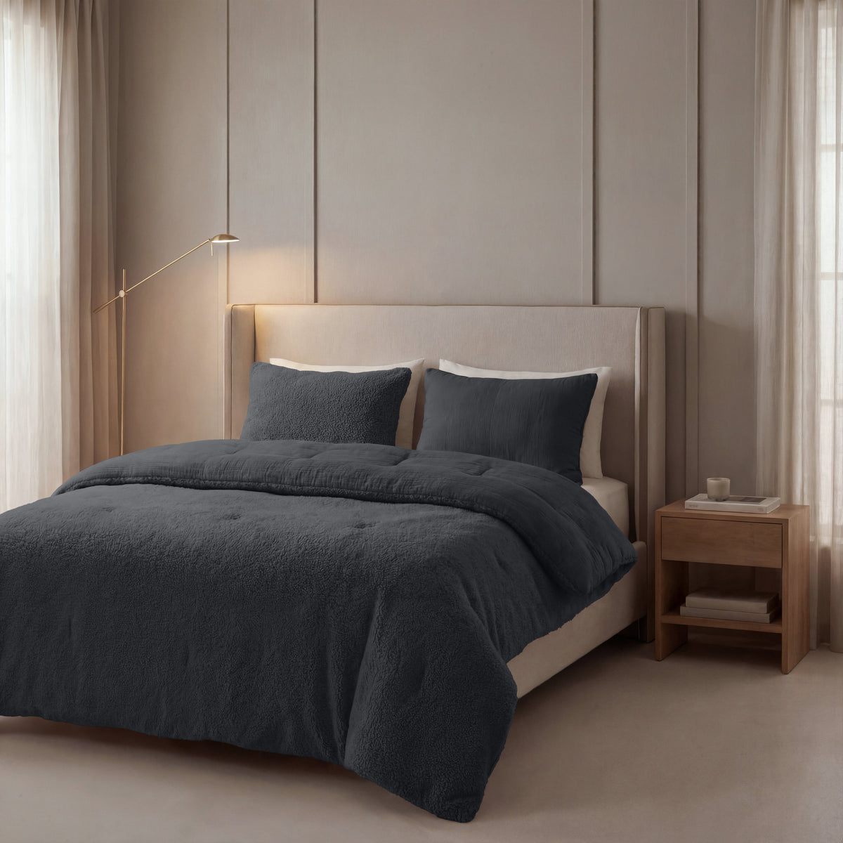 Zelesta Special Teddy Katoenen Mousseline Dekbed - Antraciet