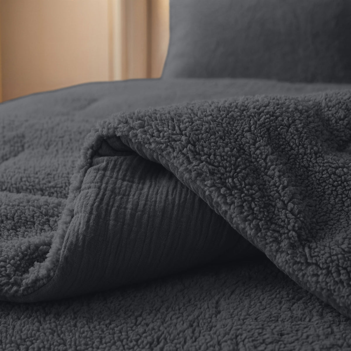 Zelesta Special Teddy Katoenen Mousseline Dekbed - Antraciet