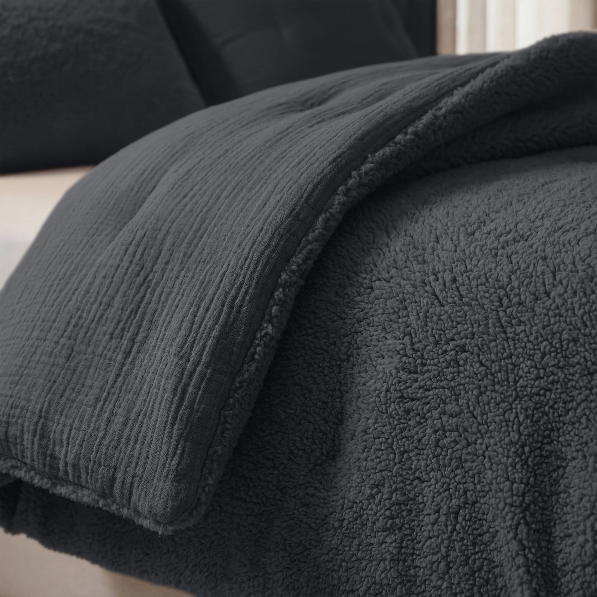 Zelesta Special Teddy Katoenen Mousseline Dekbed - Antraciet