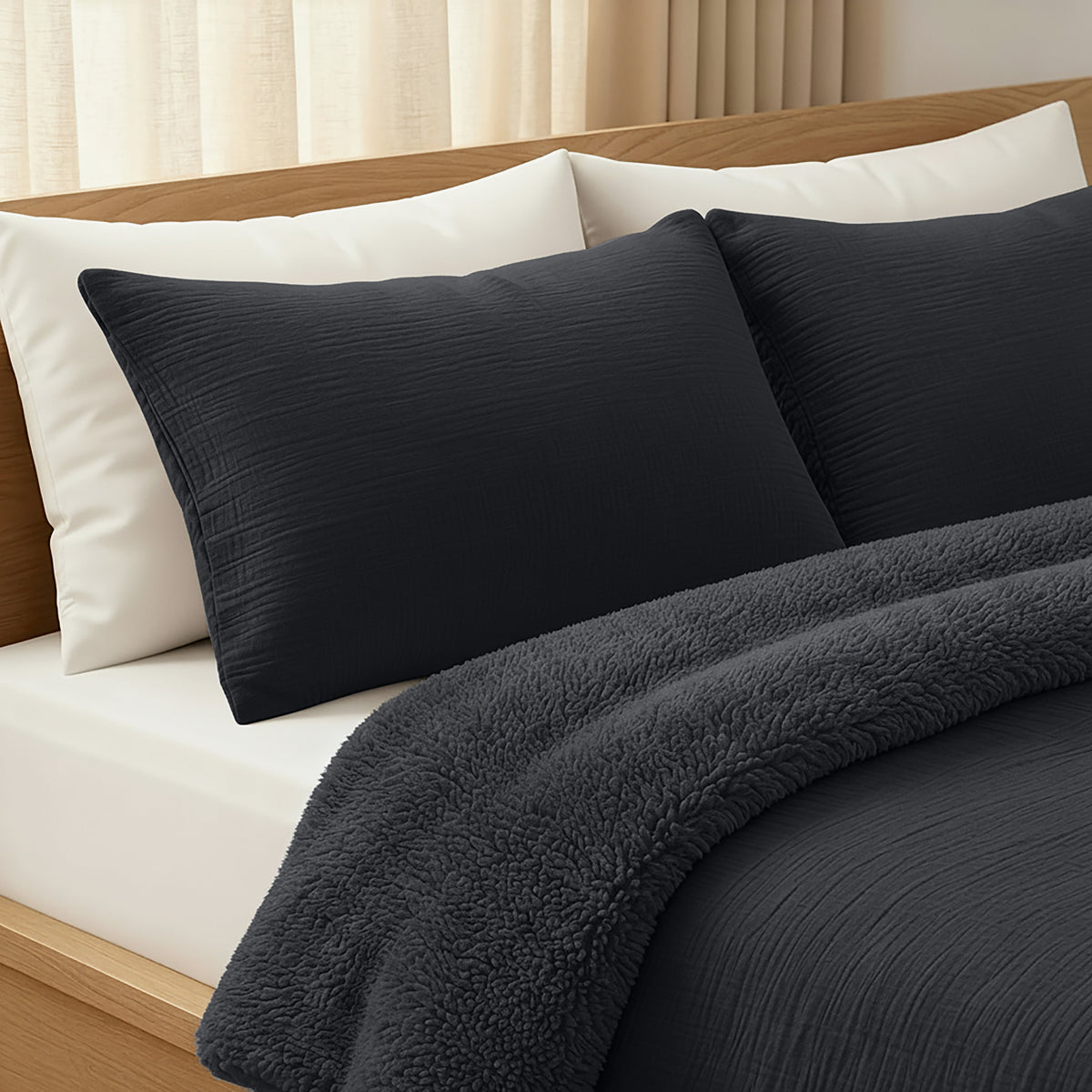 Zelesta Special Teddy Katoenen Mousseline Dekbed - Antraciet