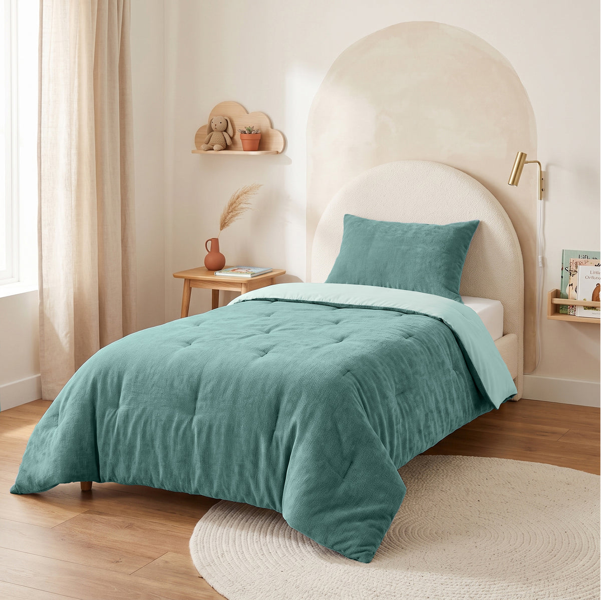Zelesta Special Kids Chenille Dekbed - Zeegroen