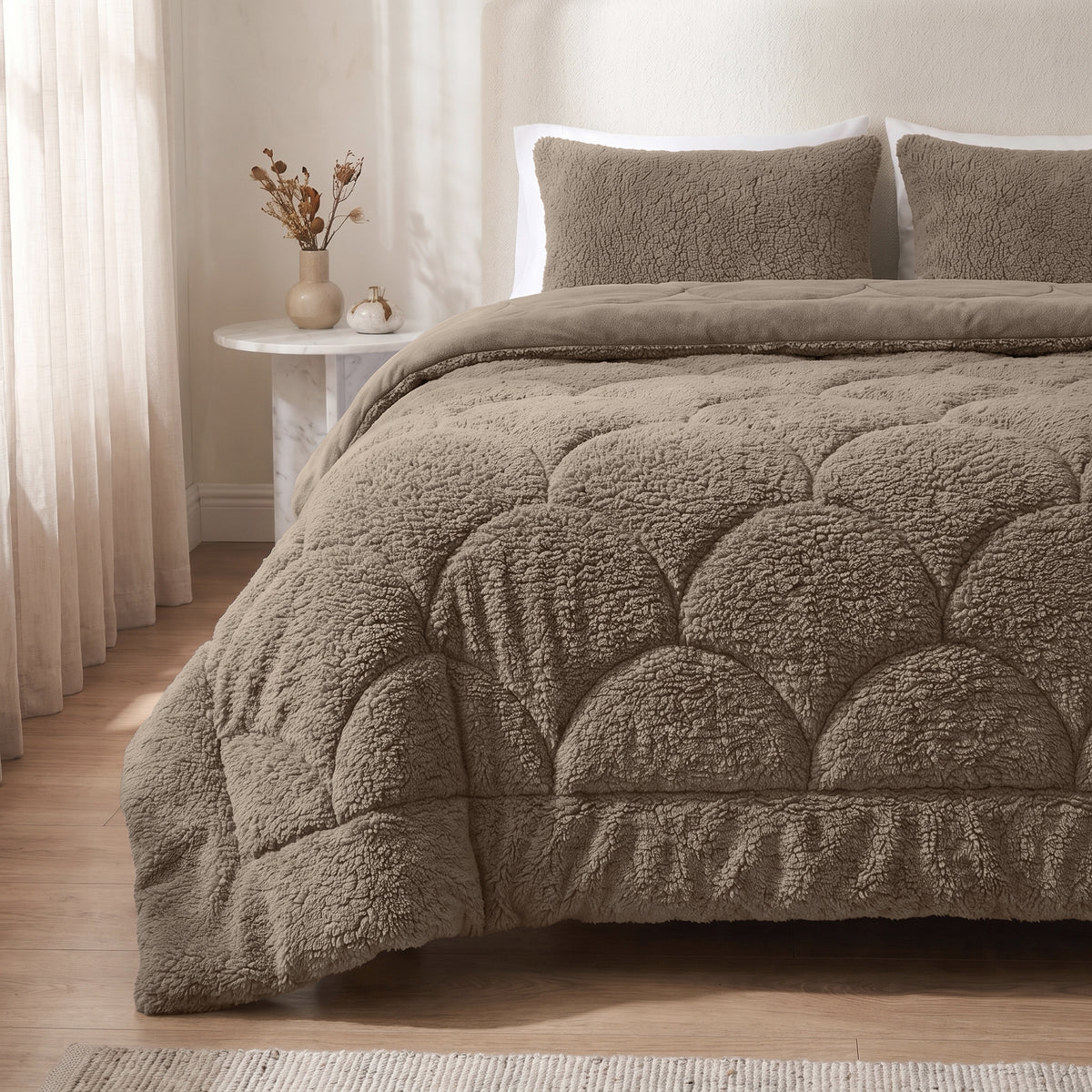 Zelesta Special Teddy Chenille Duvet - Dark Taupe