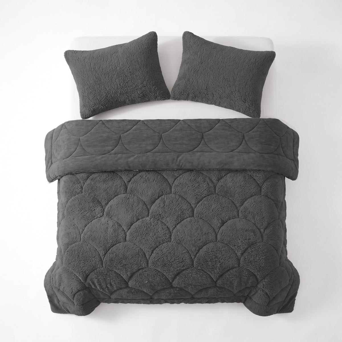 Zelesta Special Teddy Chenille Kussensloop Set Van 2 - Antraciet