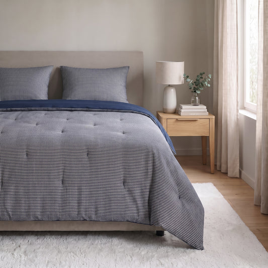 Zelesta Special Wafel Percal Dekbed - Marineblauw Mix