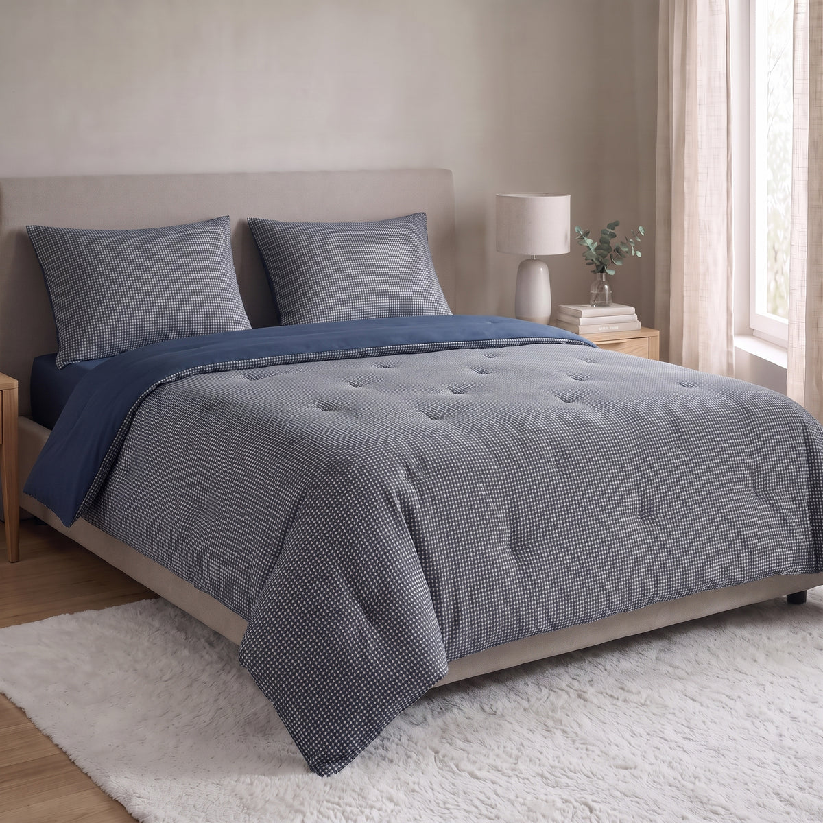 Zelesta Special Wafel Percal Dekbed - Marineblauw Mix