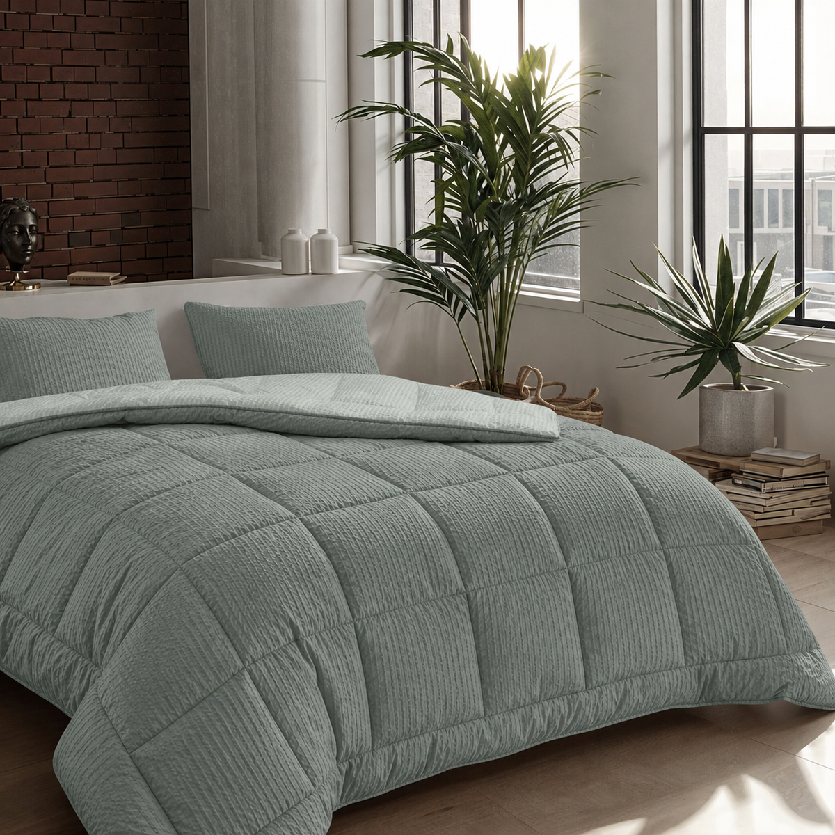 Zelesta Comfort Structure Seersucker Dekbed - Donkergroen & Groen