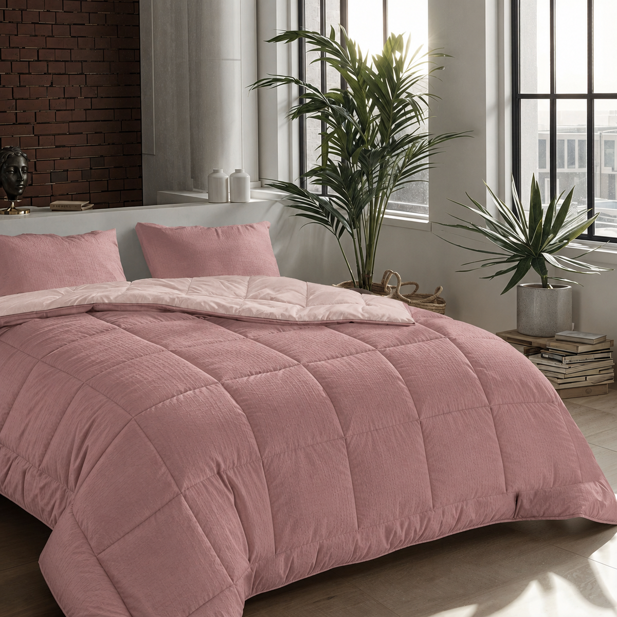 Zelesta Comfort Structure Seersucker Dekbed - Roze & Lichtroze