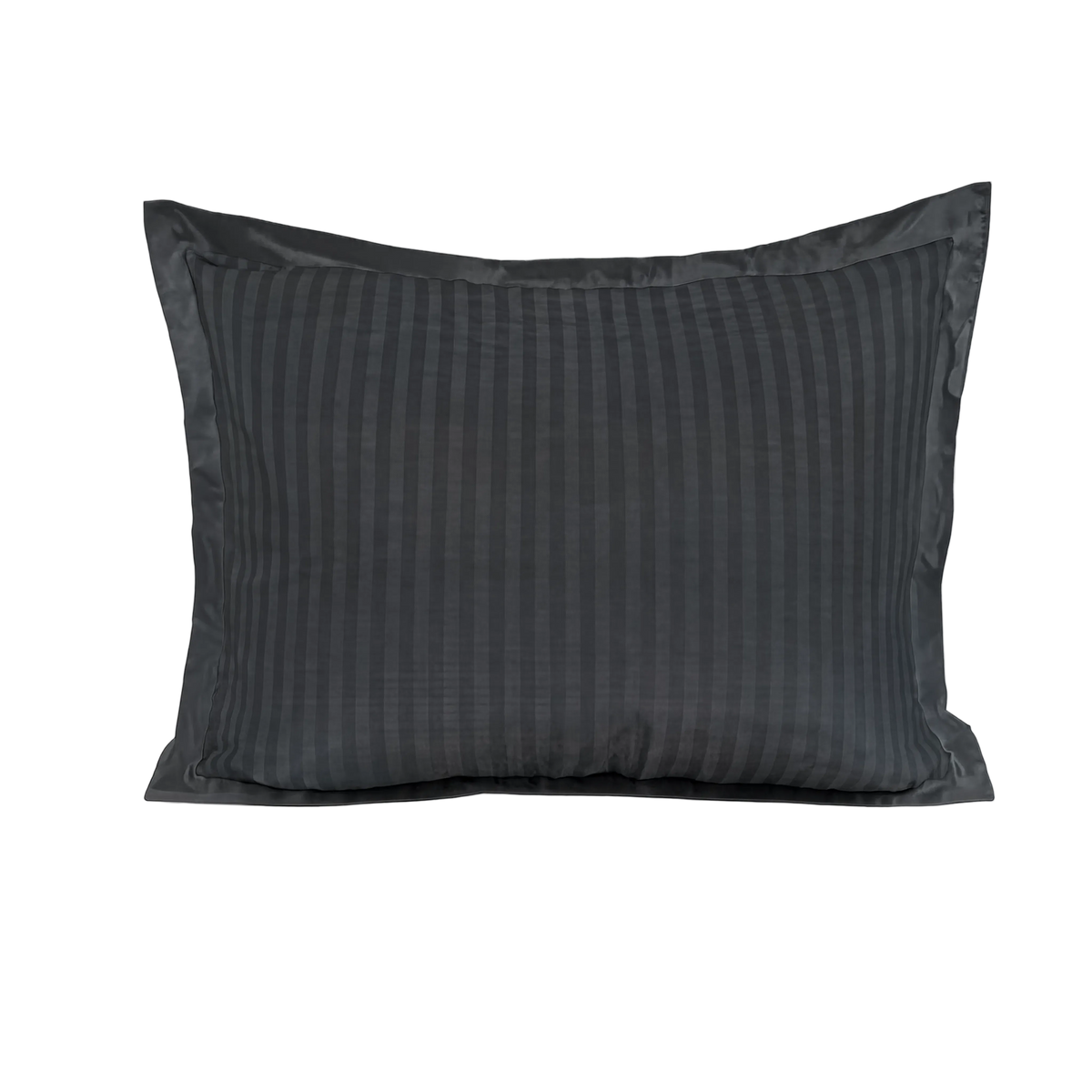 Zelesta Deluxe Hotel Stripe Satin Cotton Pillowcase Set Of 2 - Anthracite