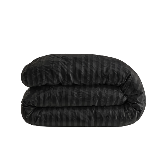 Zelesta Deluxe Hotel Stripe Satin Cotton Duvet - Black