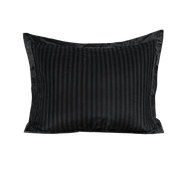 Zelesta Deluxe Hotel Stripe Satin Cotton Pillowcase Set Of 2 - Black