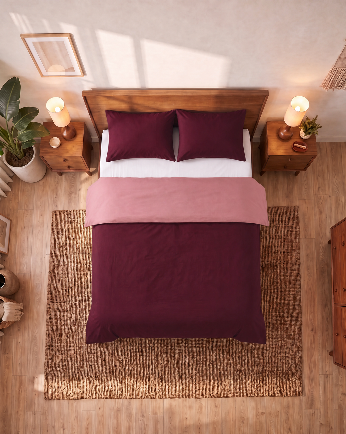 Zelesta Comfort Duo Naadloos Dekbed - Oudroze & Bordeauxrood