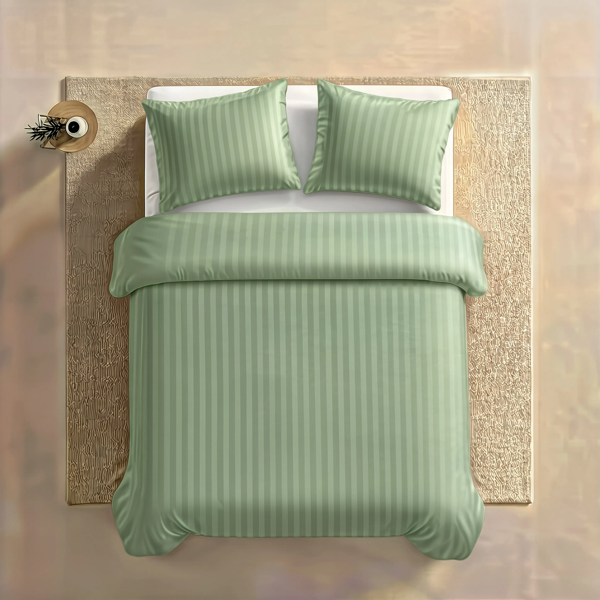 Zelesta Deluxe Hotel Stripe Satin Cotton Duvet - Green