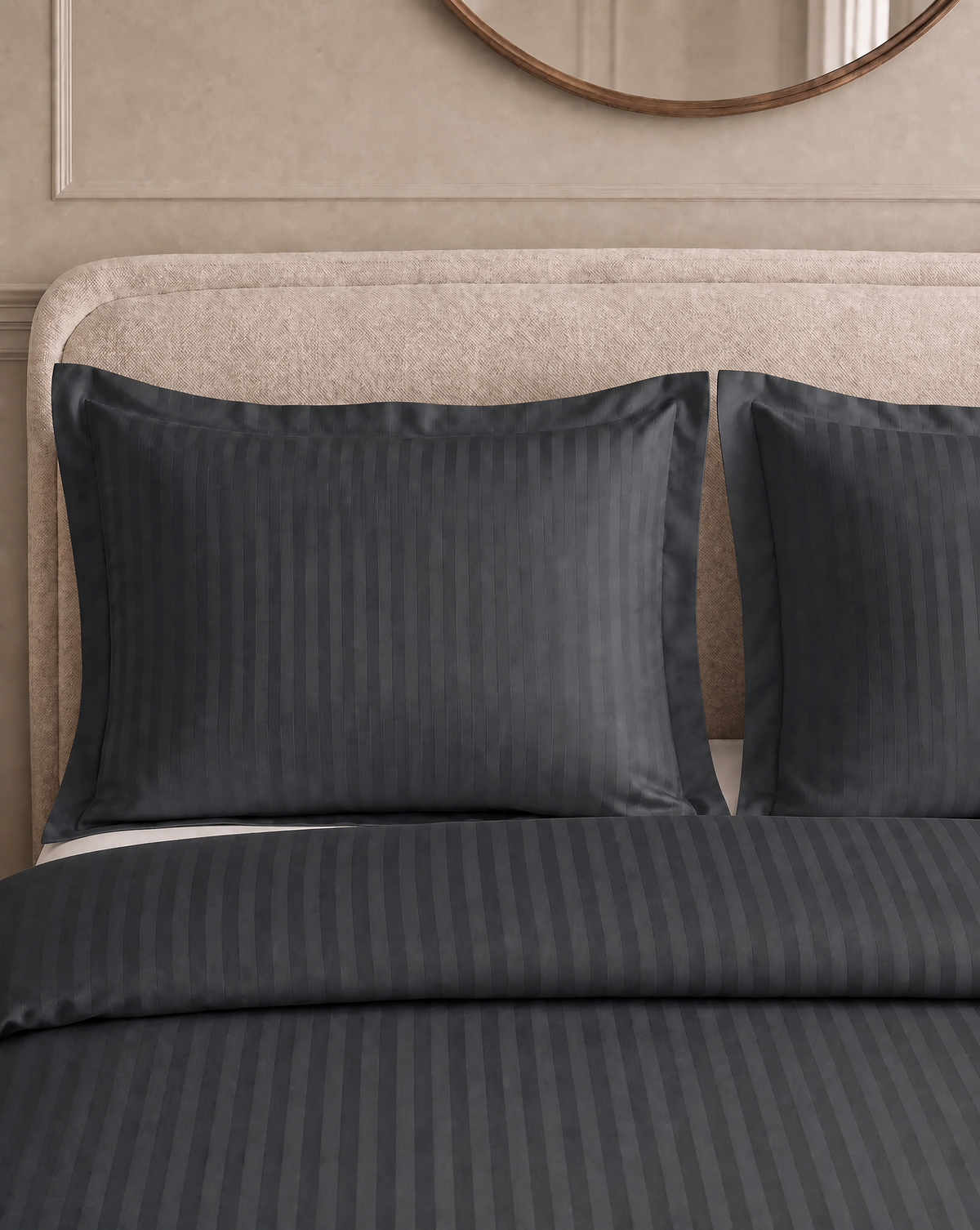 Zelesta Deluxe Hotel Stripe Naadloos Satijn Katoen Dekbed - Antraciet