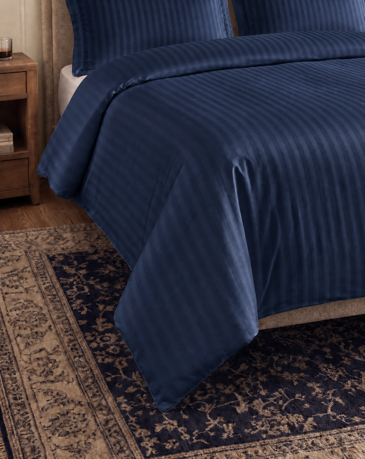 Zelesta Deluxe Hotel Stripe Naadloos Satijn Katoen Dekbed - Blauw