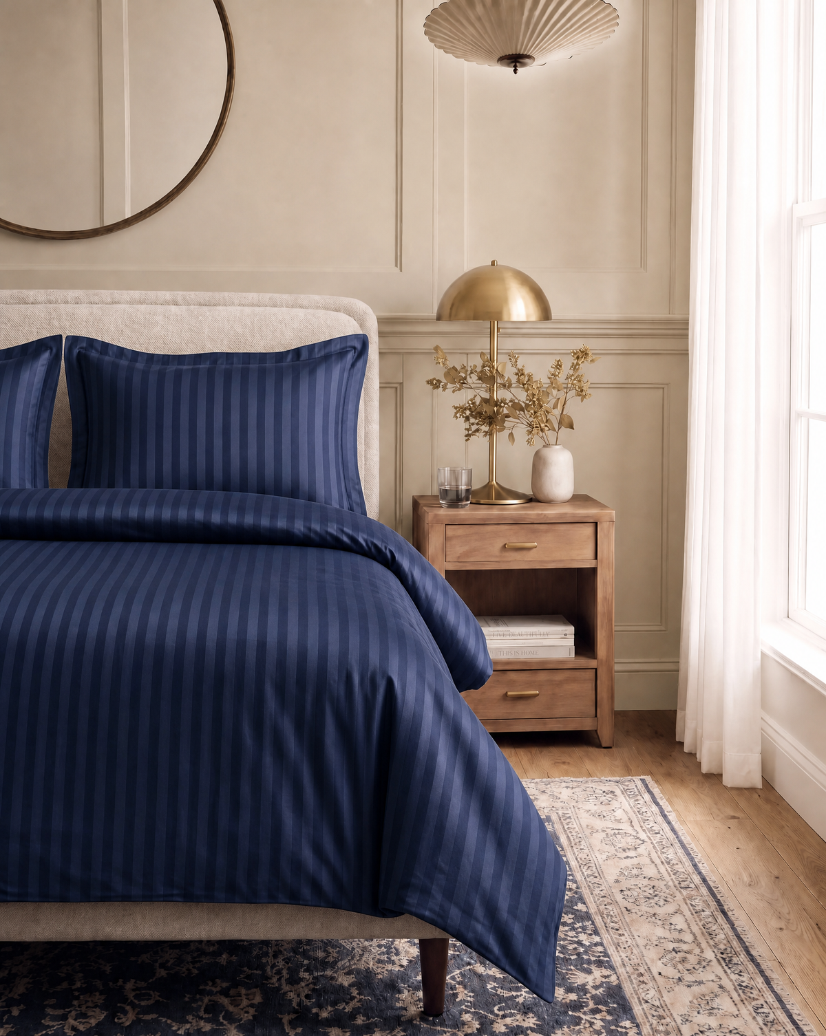 Zelesta Deluxe Hotel Stripe Naadloos Satijn Katoen Dekbed - Blauw