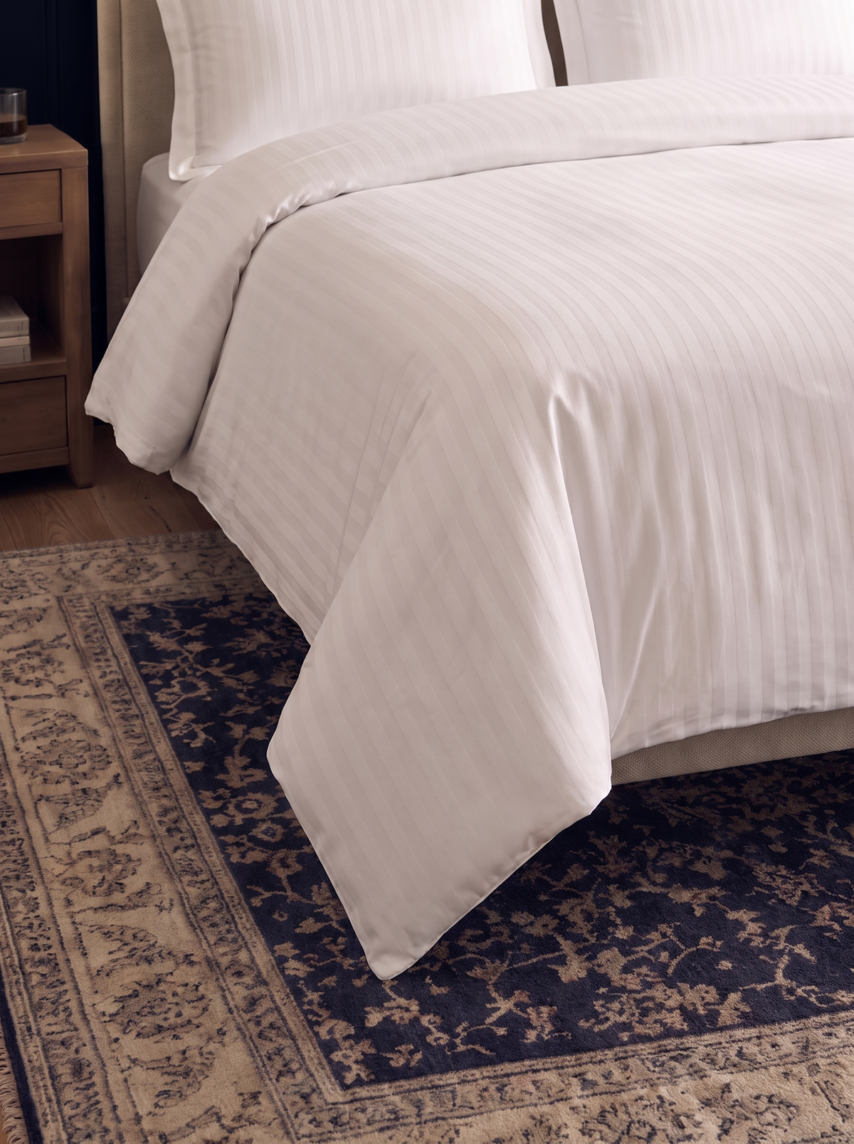 Zelesta Deluxe Hotel Stripe Naadloos Satijn Katoen Dekbed - Wit