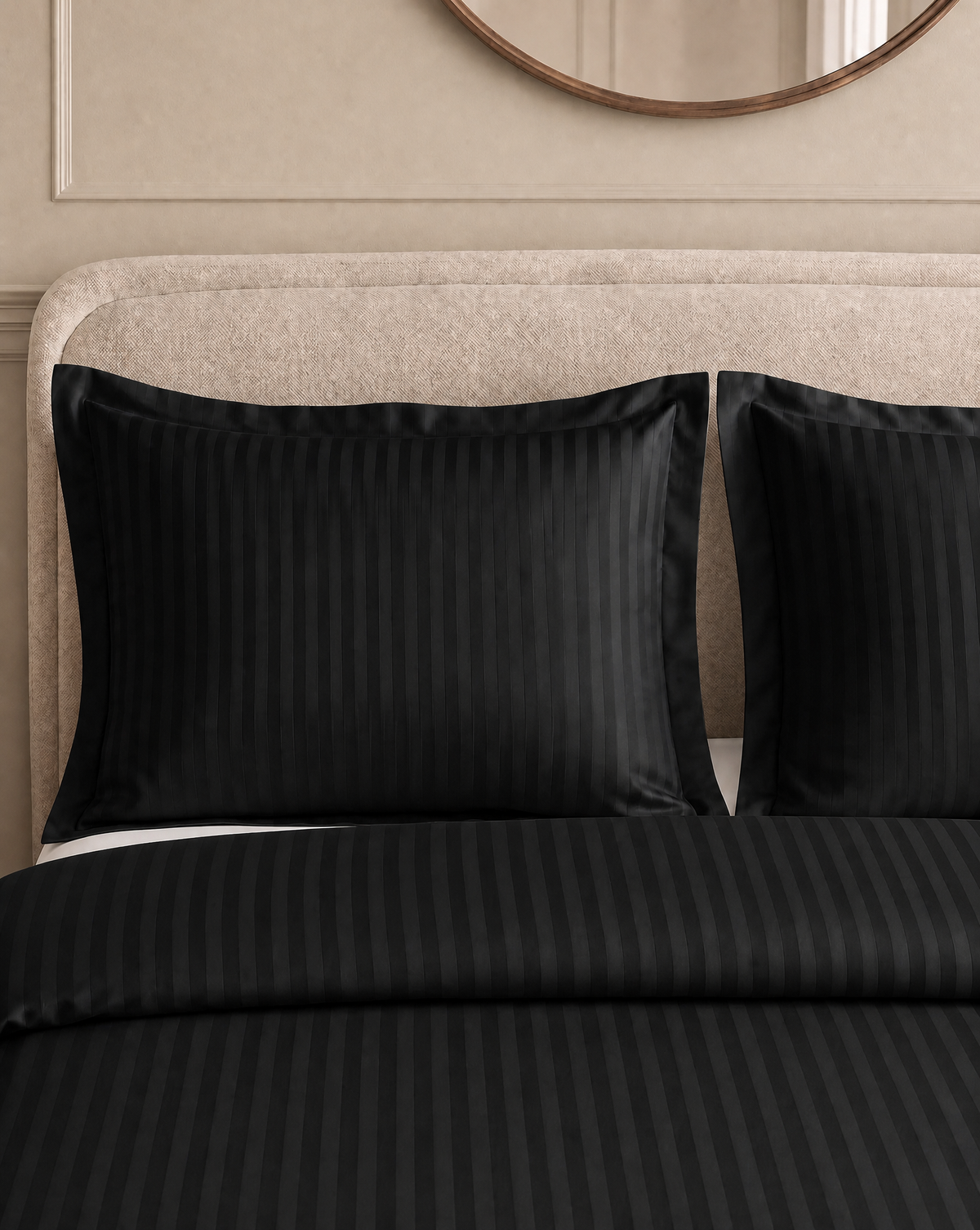 Zelesta Deluxe Hotel Stripe Naadloos Satijn Katoen Dekbed - Zwart